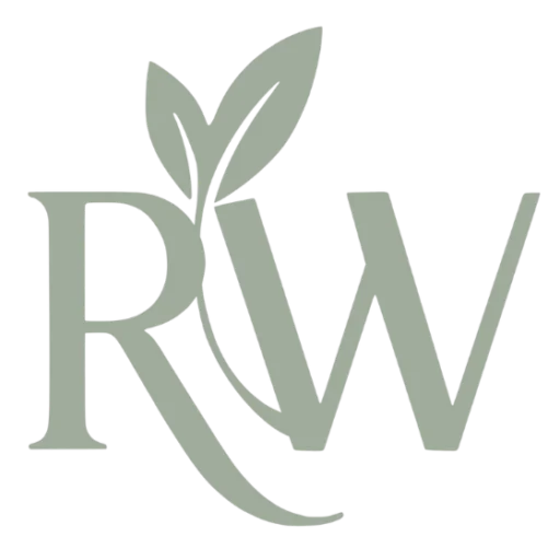 Logo featuring the letters RW with a green leaf accent above the letters.