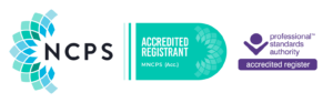NCPS Accredited Registrant logo with Professional Standards Authority accredited register badge