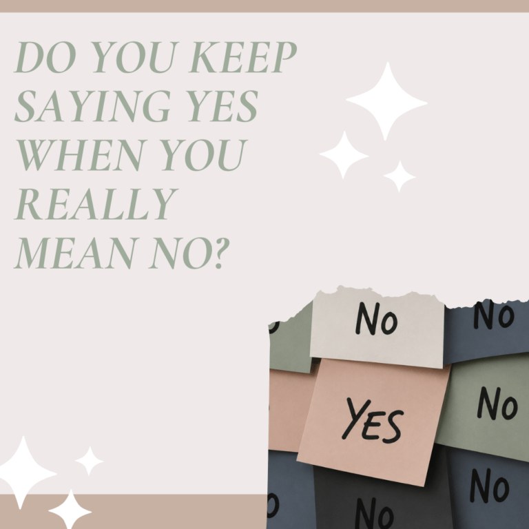 notes saying yes and no, representing people-pleasing and struggling to set healthy boundaries.